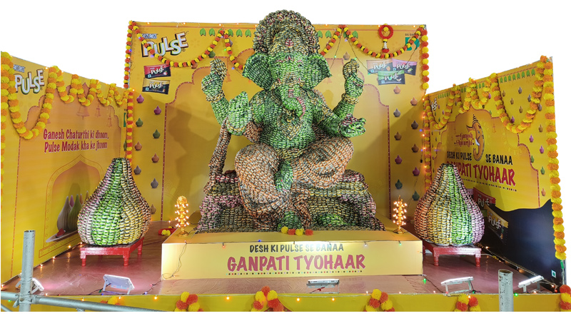 Distinctive ‘Pulse Candy’ Ganesh Idol installed In Lalbaugcha Raja Pandal in Mumbai