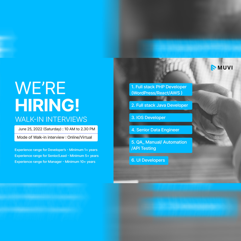 Muvi announces virtual recruitment drive for talent hiring in streaming industry