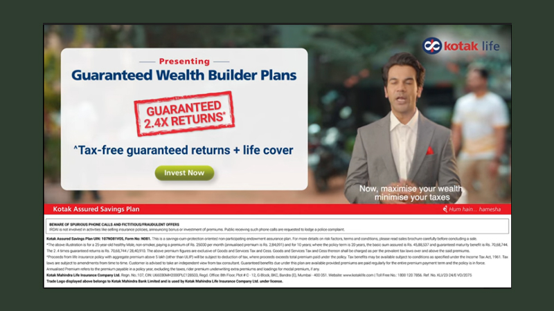 Kotak Life launches its digital-first guaranteed wealth builder plans campaign