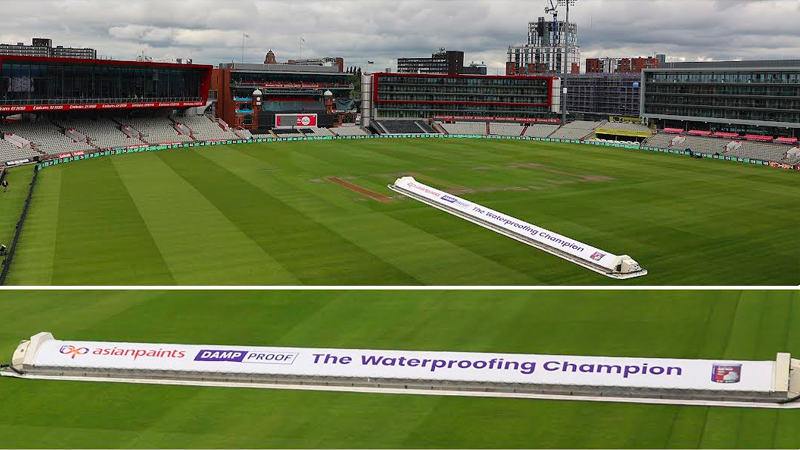 Asian Paints damp proof shields Old Trafford pitch