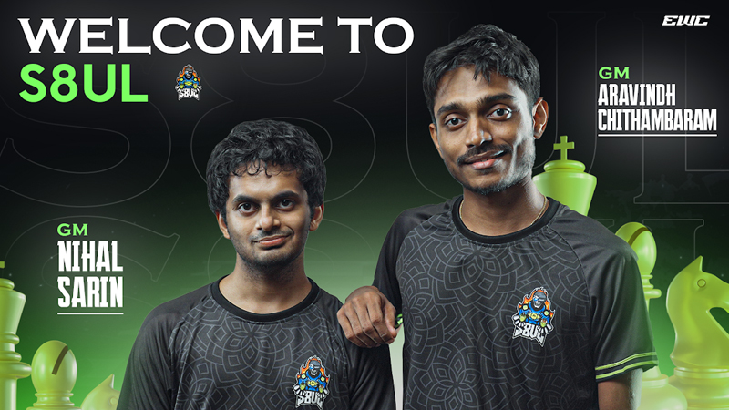 S8ul signs grandmasters Nihal and Aravindh for Esports World Cup 2025