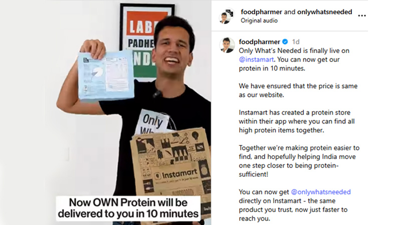 Food Pharmer brings protein power to Instamart
