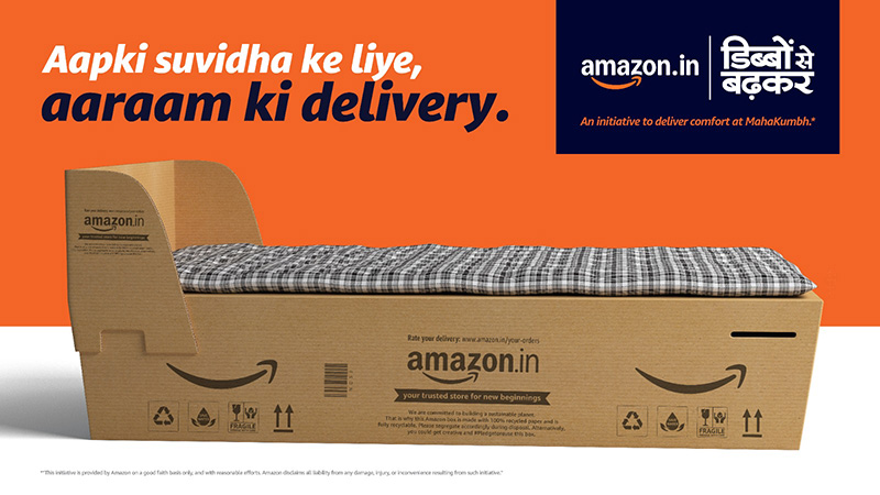 Amazon India’s cardboard beds: Comfort delivered at Maha Kumbh 2025