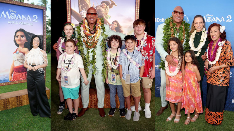 Auliʻi Cravalho, Dwayne Johnson, and cast celebrate “Moana 2” world premiere