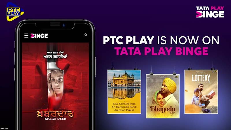 The all-in-one Punjabi entertainment platform, PTC Play is now on Tata Play Binge