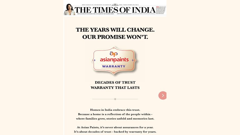 Asian Paints brushes up trust with ‘Decades of Warranty’ campaign