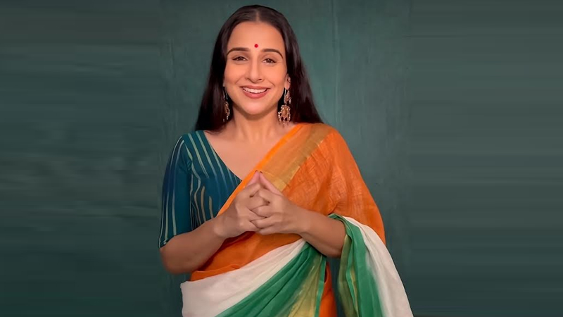 Vidya Balan celebrates Indian pride in Shobitam tricolour saree amidst T20 World Cup fever