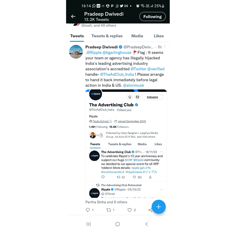 The Ad Club’s Twitter handle allegedly hacked