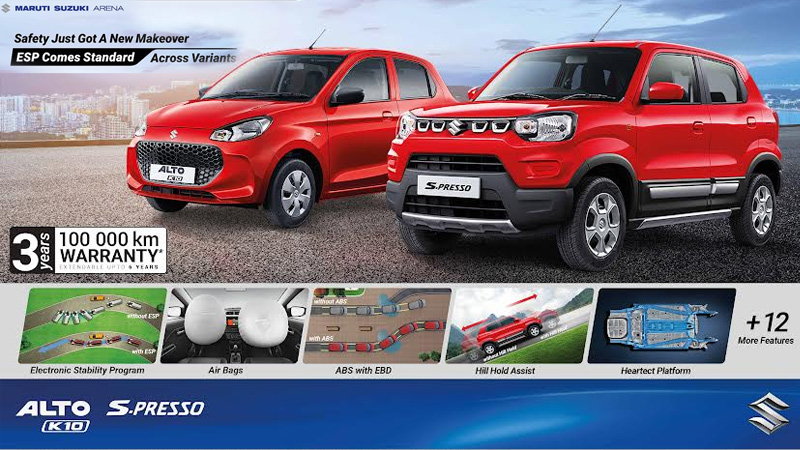 Maruti Suzuki offers Electronic Stability Program+ as standard in Alto K10 and S-Presso