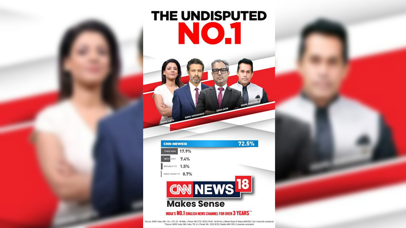 CNN-News18 rules prime time with 72.5 per cent market share lead