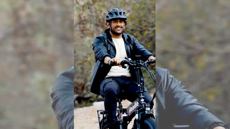 Dhoni riding on eCycle video goes viral