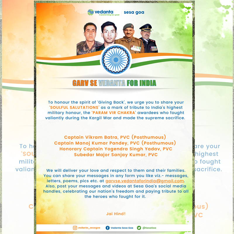 Vedanta Sesa Goa launches ‘Garv Se – Vedanta for India’ campaign