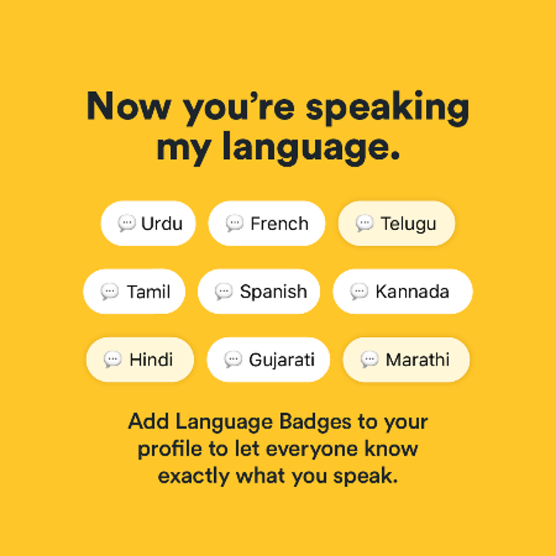 Bumble’s language badges enable users to make more meaningful connections