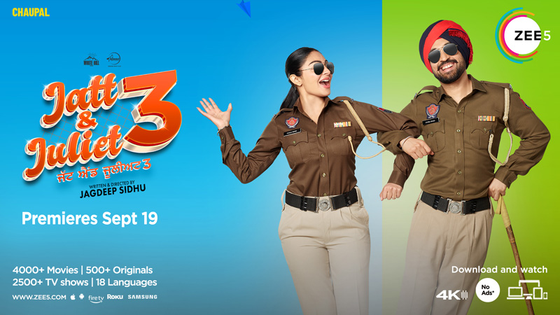 Jatt and Juliet 3 to stream on ZEE5 Global add-ons from 19 September