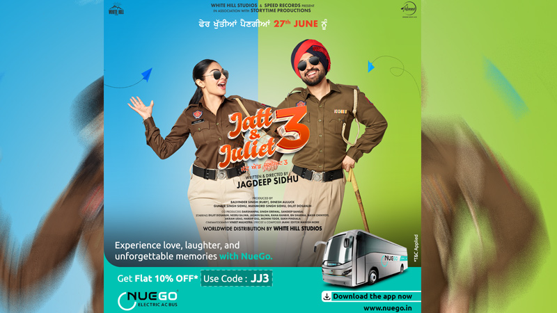 NueGo partners with film “Jatt & Juliet 3” starring Diljit Dosanjh and Neeru Bajwa