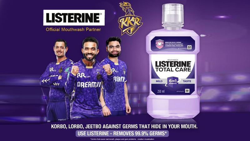 Listerine joins KKR as official mouthwash partner for IPL 2025
