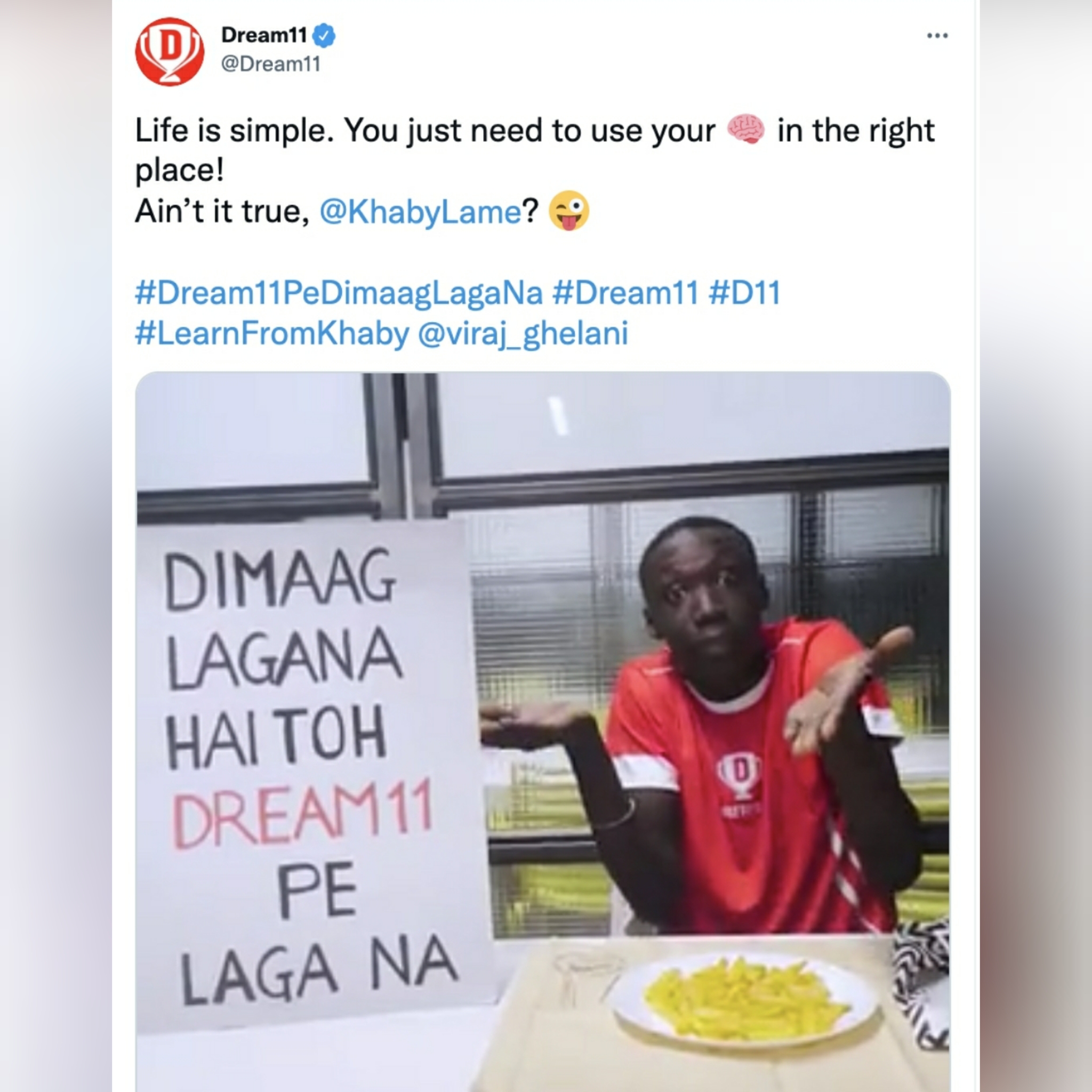 Khaby Lame and Dream11 come together for a fun video