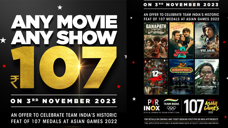 PVR INOX to celebrate Team India’s 107 Asian Games Medals with movie tickets at ₹107 on 3 November