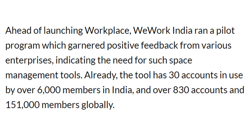 WeWork India launches ‘WeWork Workplace’, a tech-enabled space management solution