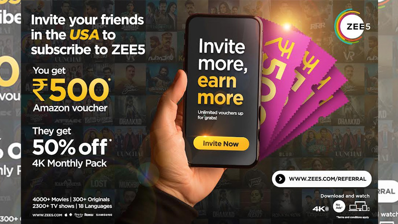 Refer your USA friends to ZEE5 Global & Win Rewards together!