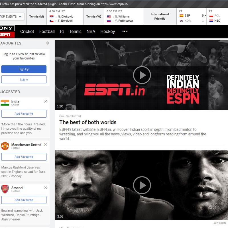 ESPN  in collaboration with SPN launches ESPN.in & ESPN app