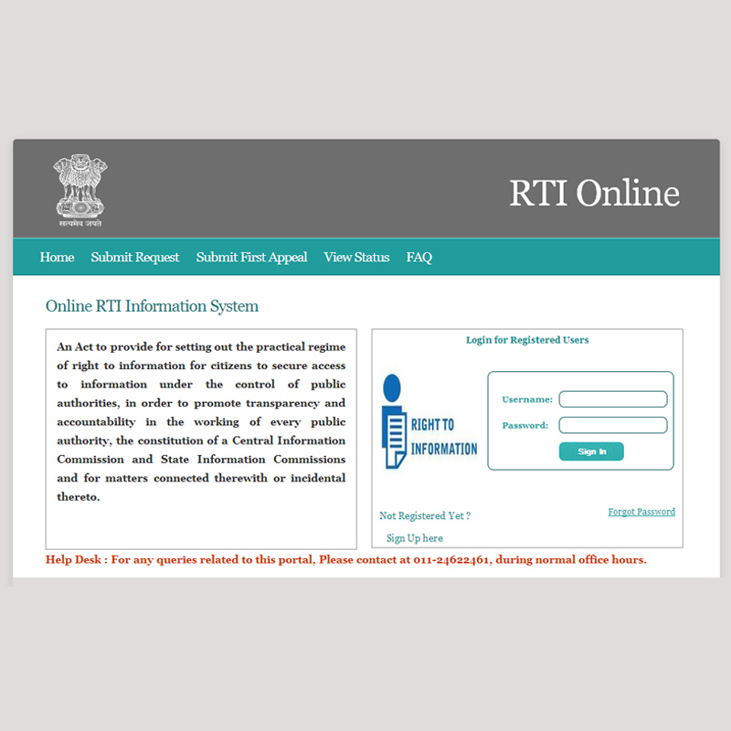RTI Online Web Portal launched to file applications online