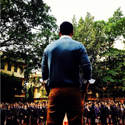 Banana takes John to school