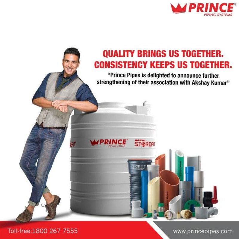 Prince Pipes Ropes In Akshay Kumar as brand ambassador