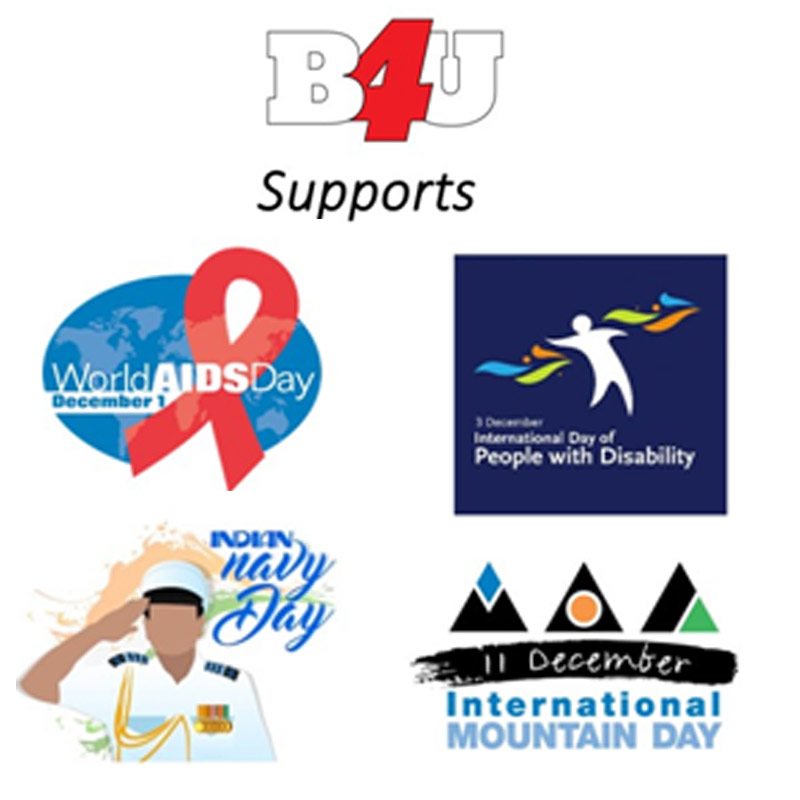 B4U supports 4 social causes4 it’s viewers through December 2018