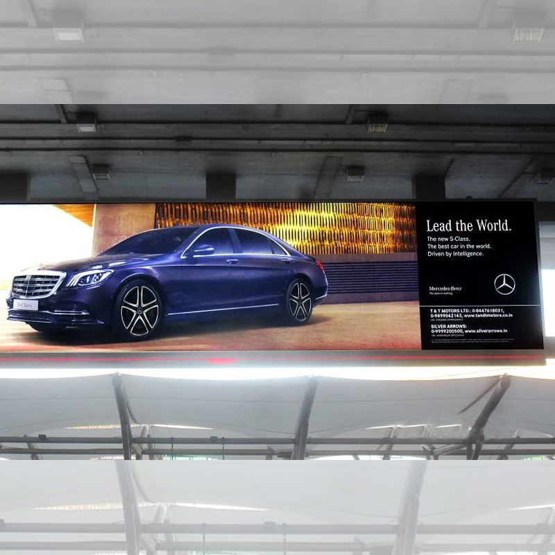 Mercedes Benz S-Class arrives through airport OOH ads