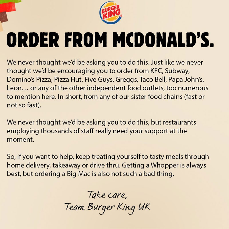 When Burger King told patrons to order McDonald’s