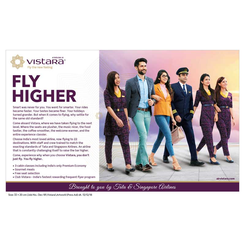 Vistara launches new brand campaign “Fly Higher”