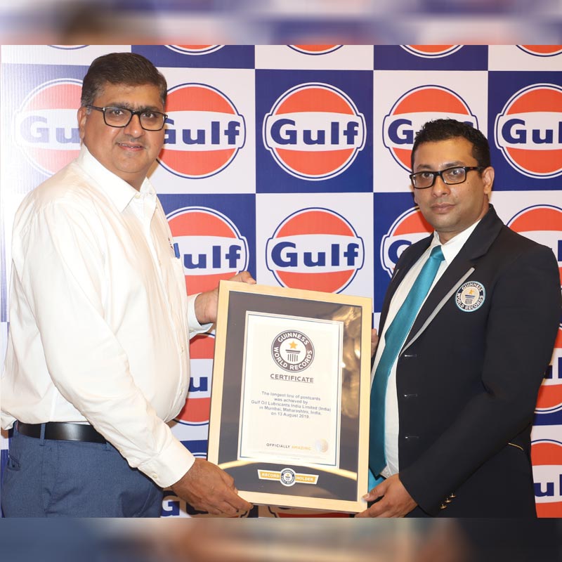 Gulf Oil through a unique campaign – Suraksha Bandhan, sets a Guinness Book of World record for the largest line of postcards