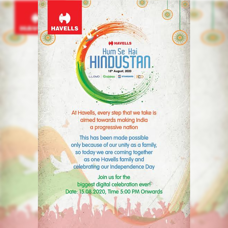 Havells India celebrates 74th Independence Day with mega virtual event “Humse hai Hindustan”