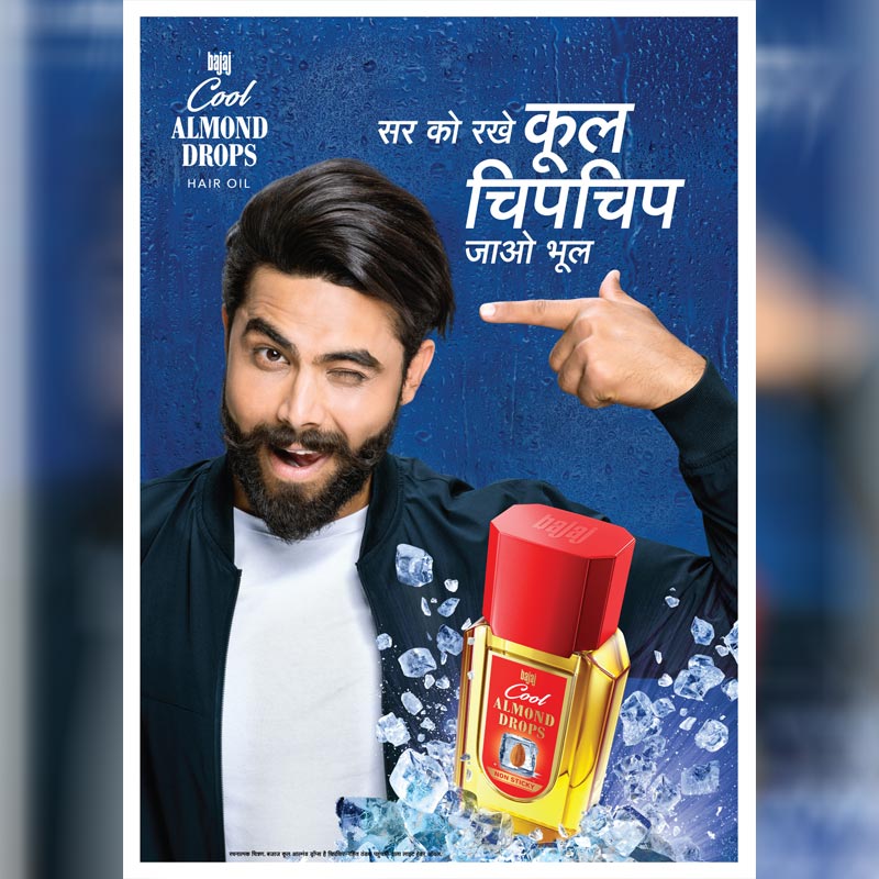 Bajaj Almond drops goes cool, ropes in ace cricketer Ravindra Jadeja to launch new bajaj cool almond drops hair oil