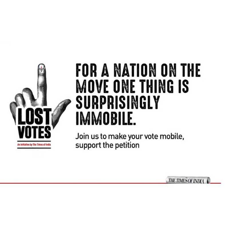 J Walter Thompson creates #LostVotes campaign for Times of India
