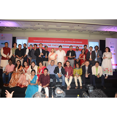 Journalists felicitated at Ramnath Goenka Excellence in Journalism Awards
