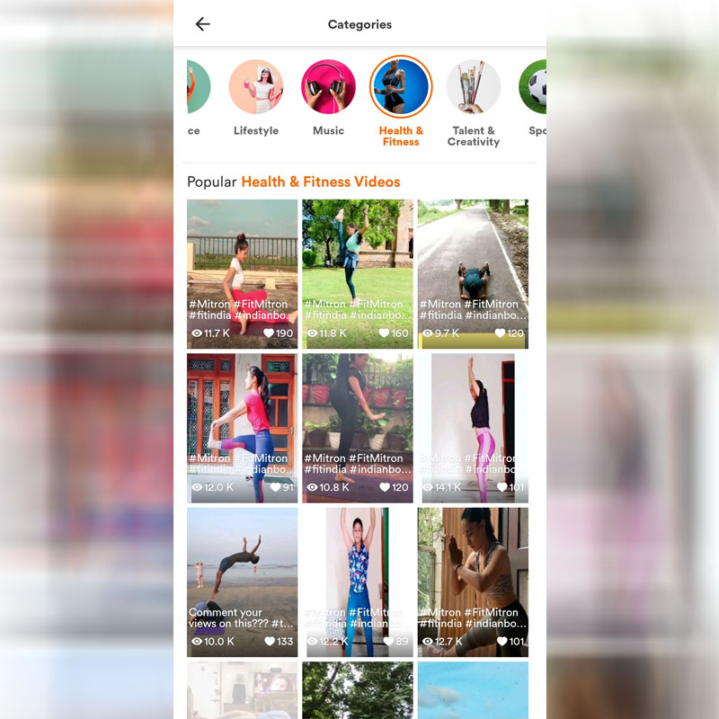Mitron App introduces categories for video content