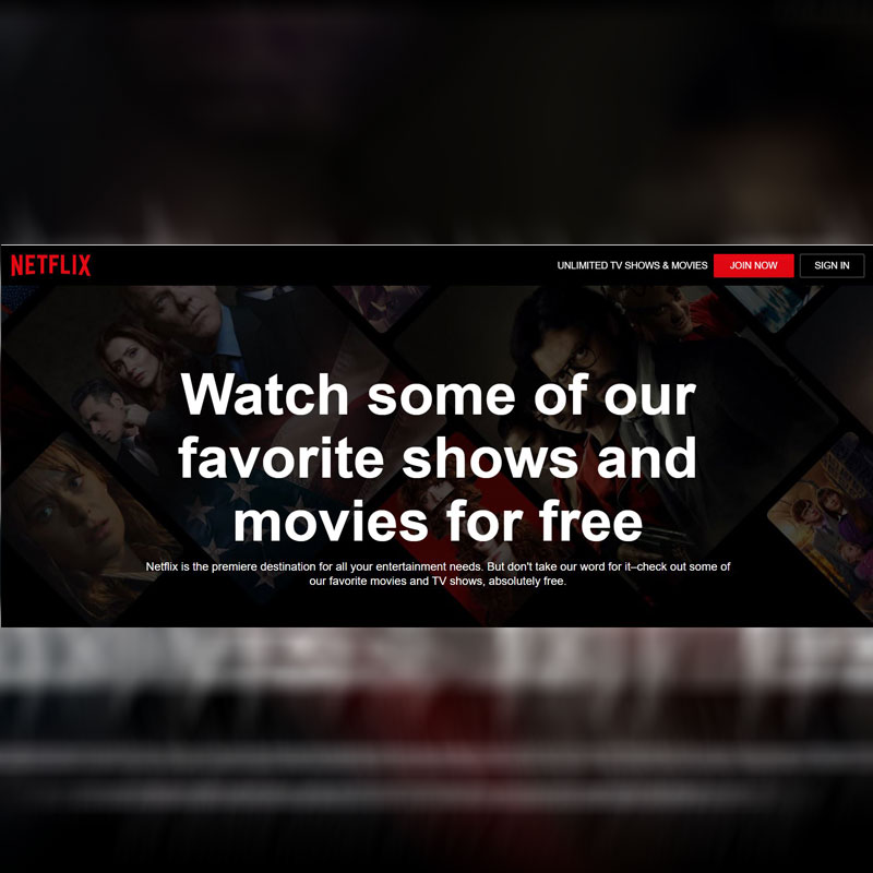 Netflix offers free content sampling to viewers without signing up