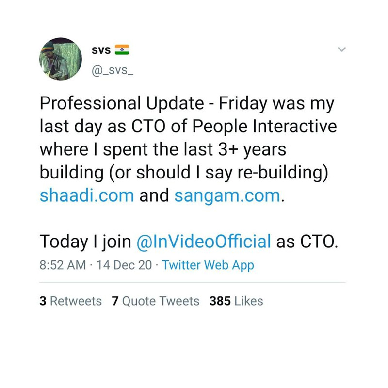 Shaadi.com’s ex-CTO Siddharth Sharma onboards with InVideo