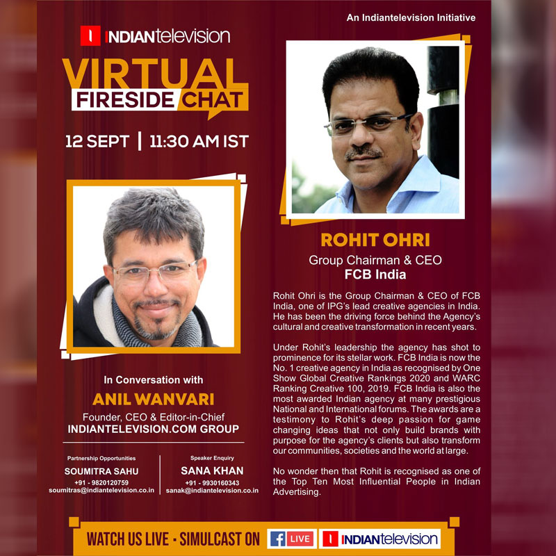 Virtual Fireside Series: Catch Rohit Ohri live on 12 September