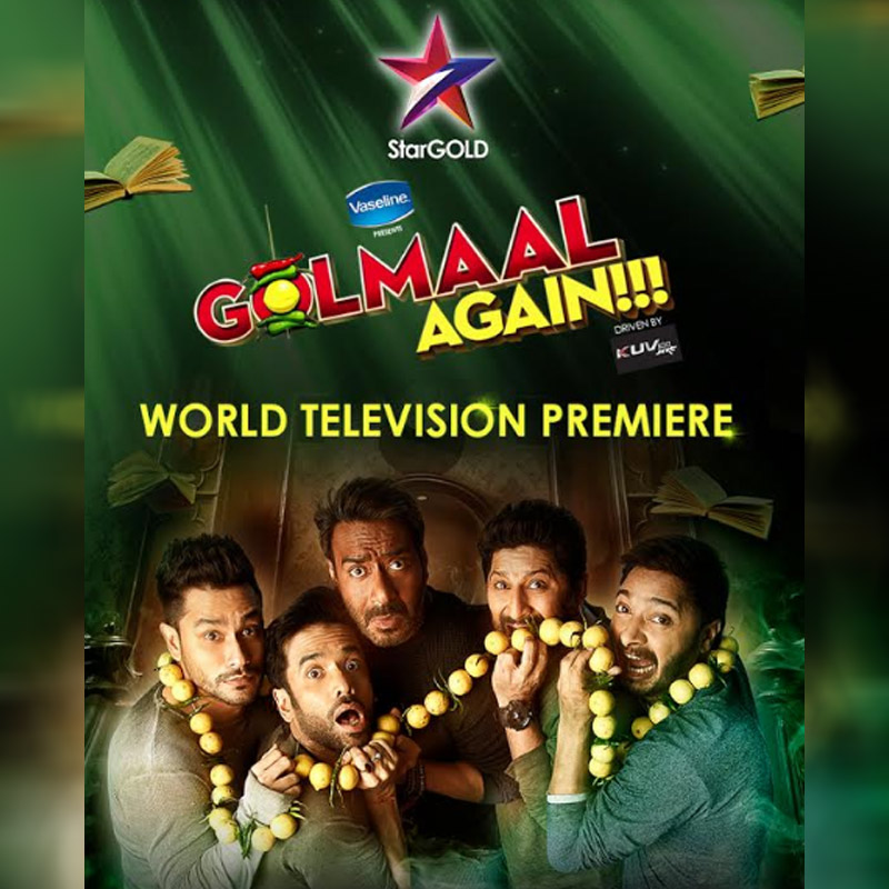2017 blockbuster hit ‘Golmaal Again’ will make its television premiere on star gold this friday