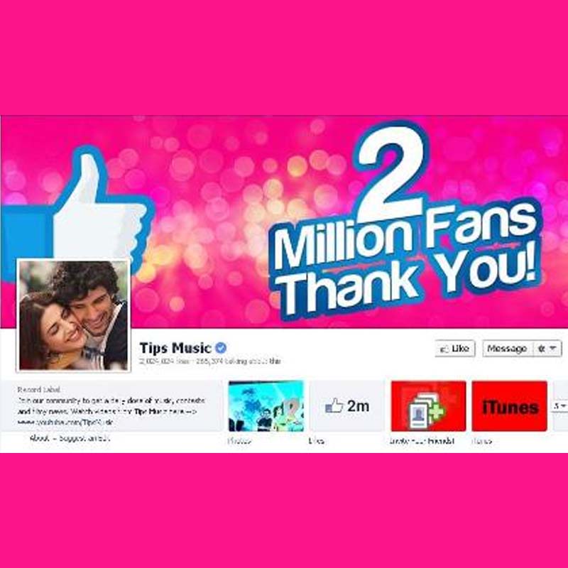 Tips Music crosses 2 million fans mark on Facebook