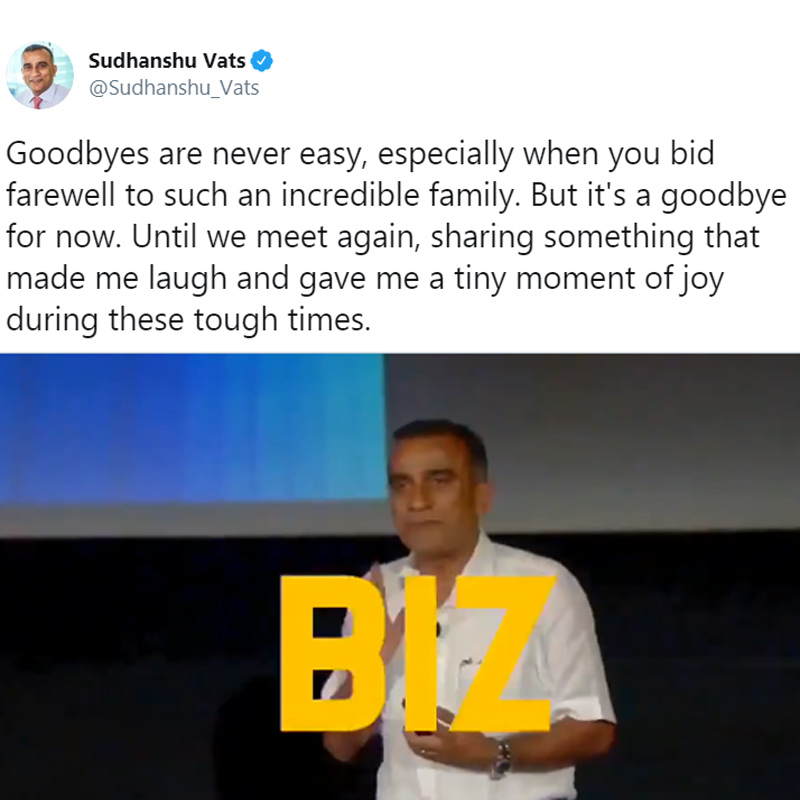 Goodbyes are never easy! Sudhanshu Vats bids adieu to Viacom18