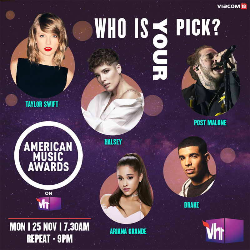 Drake, Ariana Grande, Halsey, Post Malone, Taylor Swift and many more vie for the top spot at the prestigious 2019 American Music Awards, exclusively on Vh1