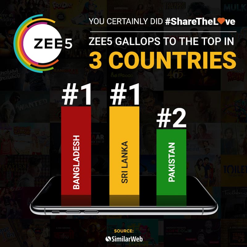 ZEE5 gallops to the top in Bangladesh, Sri Lanka and Pakistan