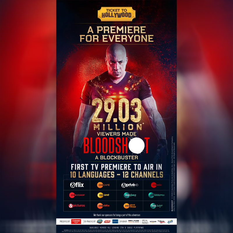 Zee’s ‘Ticket To Hollywood’ premiere for everyone ‘Bloodshot’ garners 29.03Mn viewers