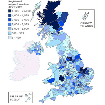 BBC website provides immigration map of Britain